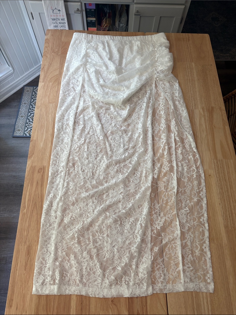 Ivory/ White Floral Lace Maxi Skirt with underwear liner